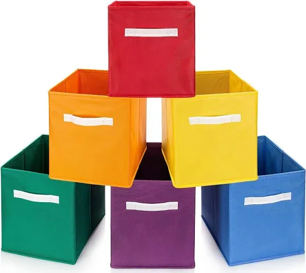 Luv Color Rainbow Bins for Organization Set of Six Cube Storage Bins 10.5 X 10.5 Storage Bins for Bedroom Organization Cubby Storage Bins Or Rainbow