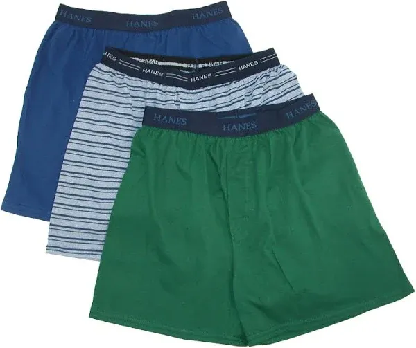 Hanes Boys' 3 Pack Ultimate Comfort Flex Solid Knit Boxer