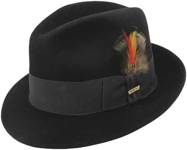 Stetson Frederick Wool Felt Fedora Hat Black / 7 1/2