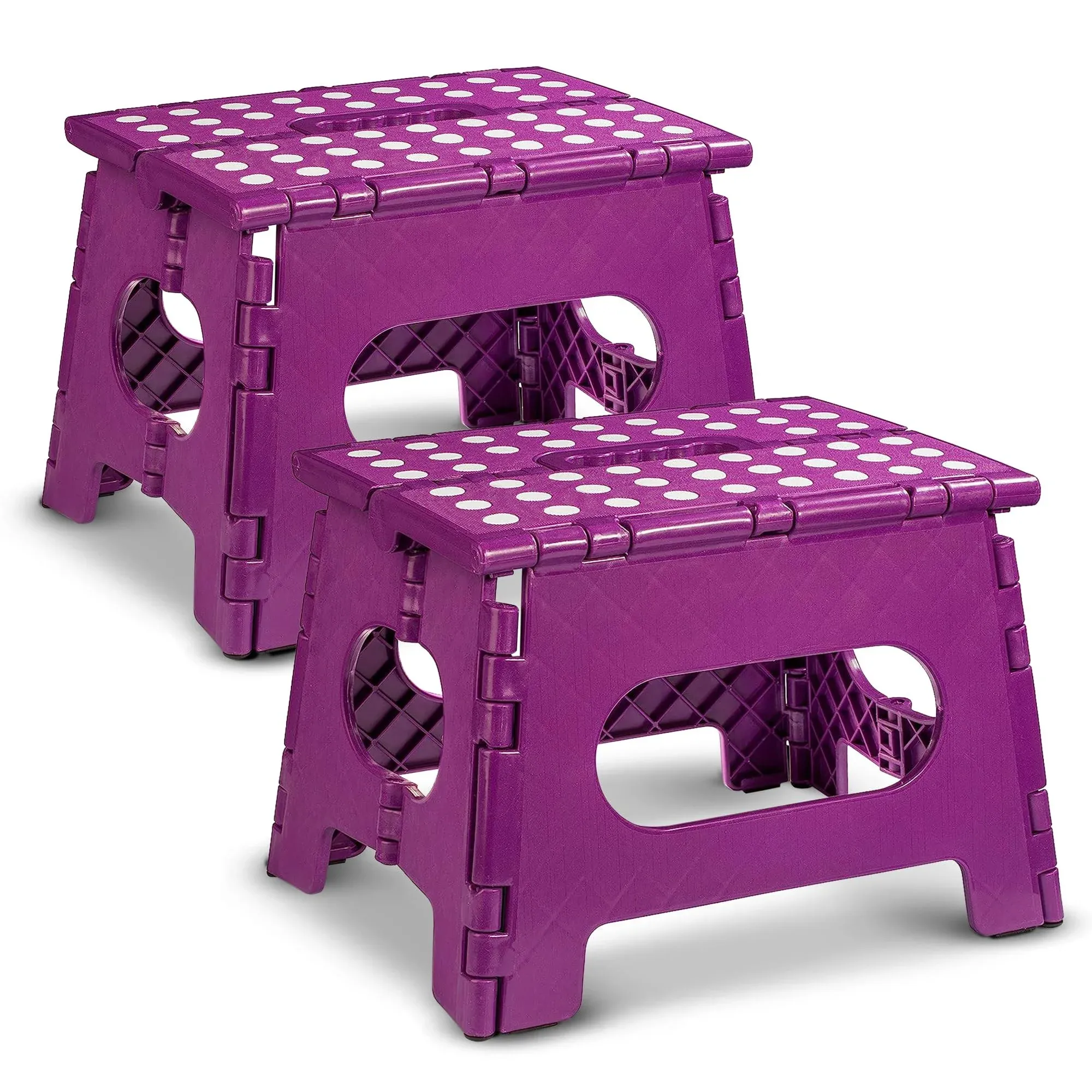 Space-Saving Lightweight Step Stool | Sturdy 300 lbs Capacity | Purple | 2-Pack