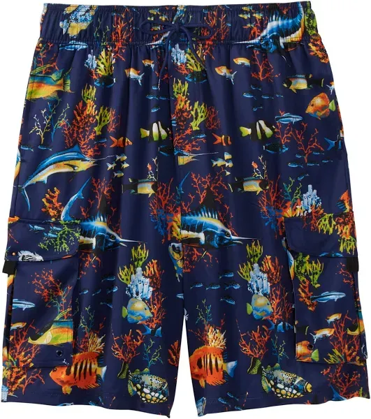 KingSize Men's Big & Tall 8"" Flex Cargo Swim Trunks