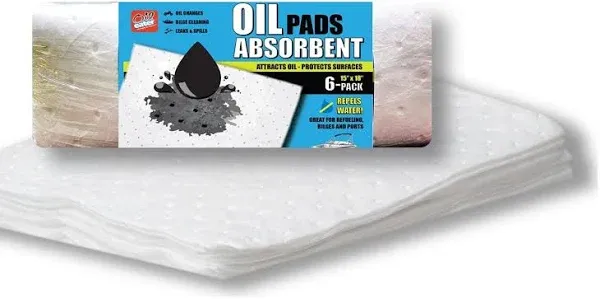 Sonic Bonded Fiber Oil Absorbent Pads - Versatile Cleaning Solution, 6-Pack