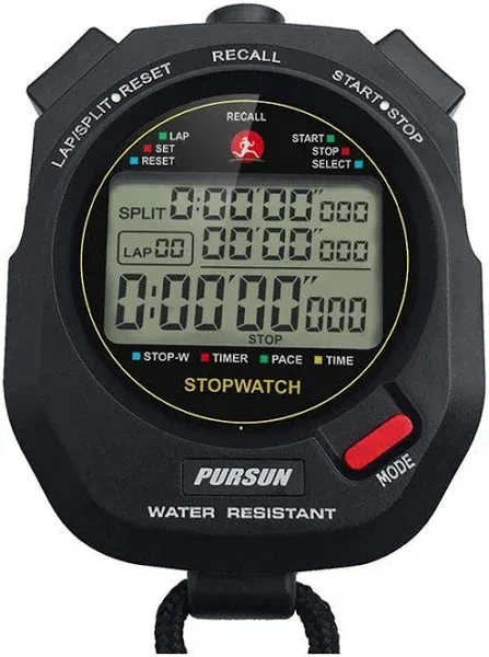 Professional Timer Stopwatch, Digital Sports Stopwatch with Countdown Timer, 100 Lap Memory, 0.01 Second Timing,Water Resistant,Multi Functional Stopwatch for Swimming Running Training etc