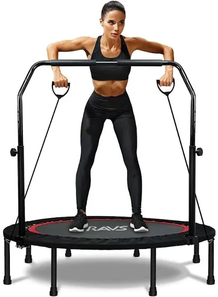 48&#034; Kids and Adults Mini Trampoline  Rebounder with Resistance Bands - 5 Heights