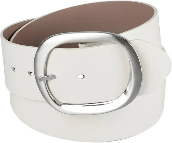 Calvin Klein Women's Two-in-One Flip-to-Reverse Statement Buckle Wide Fashion Reversible Belt (Regular & Plus Sizes)