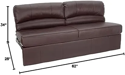 RecPro Charles RV Jackknife Sofa | Love Seat | Sleeper Sofa | Length Options 62", 68", 72" (62 Inch, Mahogany)