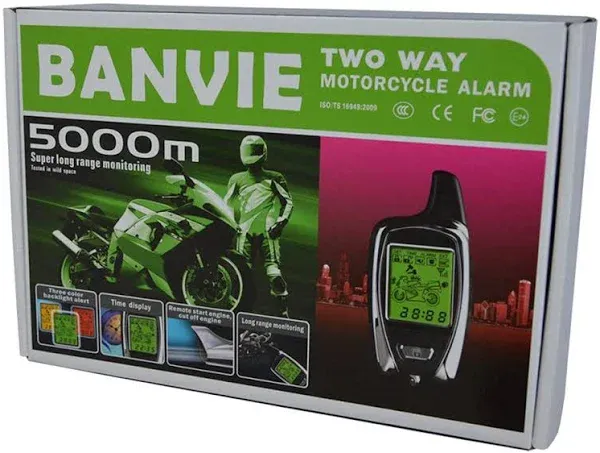 BANVIE 2 Way Motorcycle Security Alarm System with Remote Engine Start Anti-Hijacking