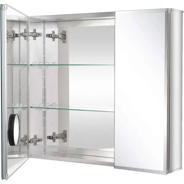 Bathroom Mirror Medicine Cabinet Aluminum Storage Cabinet Beveled Edge Frameless ...