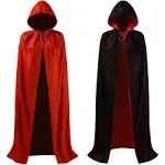 Black and Red Reversible Halloween Christmas Cloak Masquerade Party Cape Cost...