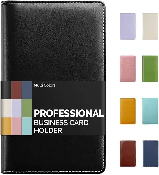  Leather Professional Business Card Book Holder Organizer, 240 Card Black