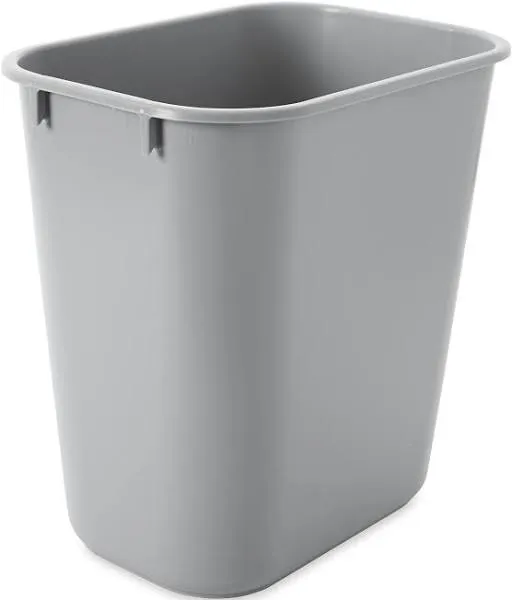 Rubbermaid Commercial Deskside Plastic Wastebasket Rectangular 3 1/2 gal Gray