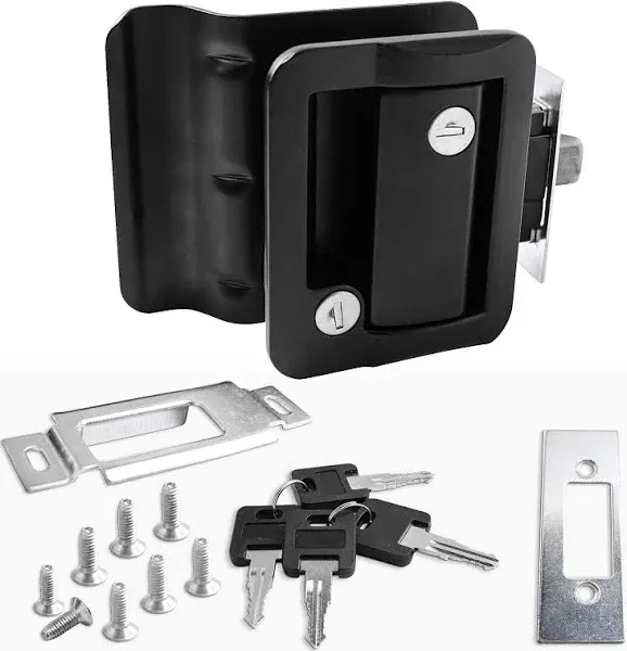 RV Travel Trailer Entry Door Lock Polar Black Paddle Deadbolt