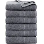 Casa Platino Bath Towels, Gray 24 x 48 Inches Bath Towels for Pool, Spa, and Gym Lightweight and Highly Absorbent Quick Drying Towels for Bathroom, (Pack of 6)