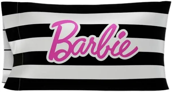 Franco Collectibles Barbie Barbicore Stripped Beauty Silky Satin Standard Pillowcase Cover