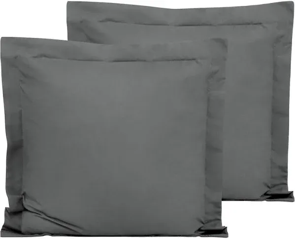 FLXXIE Microfiber European Pillow Shams Set of 2, Fade, Wrinkle and Shrinkage Resistant Soft Pillow Covers with Envelope Closure Euro Sham Covers (Dark Grey, 26x26 Inches)