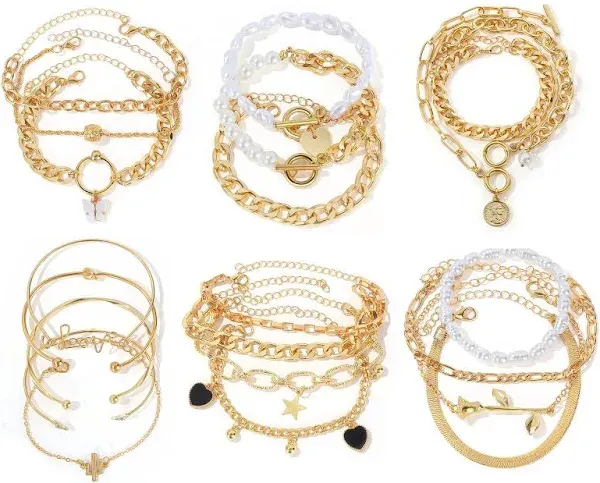 IFKM Women's Boho Gold Chain Bracelets