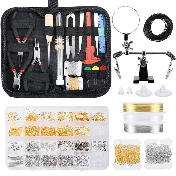 Toolly Complete Jewelry Making Kit with Tools, Charms, Wires, Findings and Helping Hands