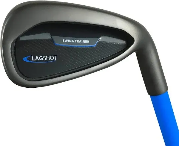 Lag Shot 7 Iron Golf Club Swing Trainer Stick for Right Handed Men, Black/Blue