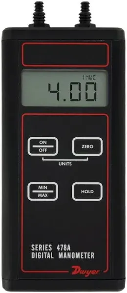 Dwyer 478A-1 Low Cost Handheld Differential Pressure Digital Manometer, -60 - 0 - 60" w.c.