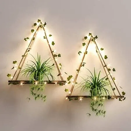 Artificial Ivy LED-Strip Wall Hanging Shelves Set of 2 Hanging Plant Shelf