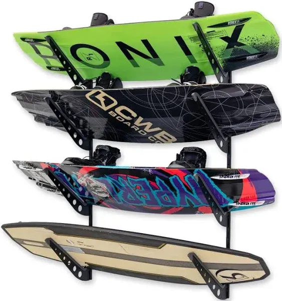 StoreYourBoard Adjustable Wakeboard Storage Rack, 4 Board Wall Mount Display