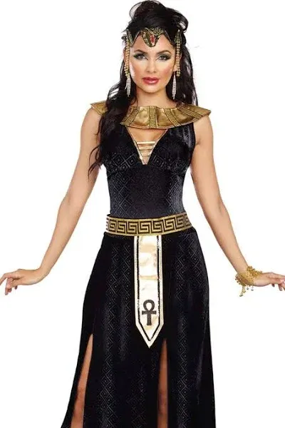 Dreamgirl Womens Plus Cleopatra Costume, Adult Egyptian Goddess, Exquisite Cleopatra Halloween Costume, Black/Gold