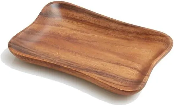 Woodard & Charles Acacia Medium Pinched Serving Tray, 9.5", Natural