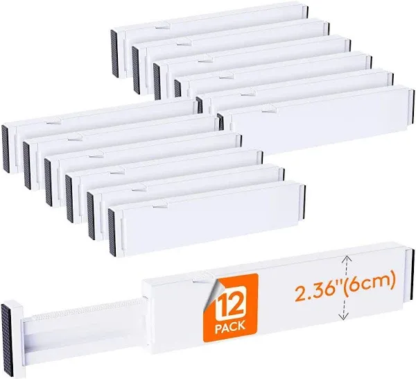 Lifewit White  Lifewit 12 Pack Drawer Dividers Plastic 4&#034; High, 11-17&#034; Adjusta..