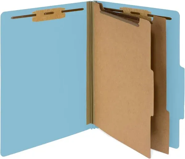 10 Blue Classification Folders with 2 Dividers and 2 Inch Tyvek Expansions fo...