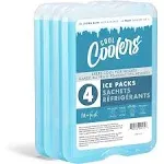 Cool Coolers by Fit Fresh 4 Pack XL Slim Ice Packs Quick Freeze Saving