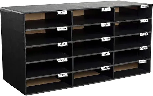 AdirOffice 15 Slots Classroom File Organizer Black 501-15-BLK