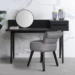 VEIKOUS Makeup Vanity Stool Chair with Low Back and Wood Grey