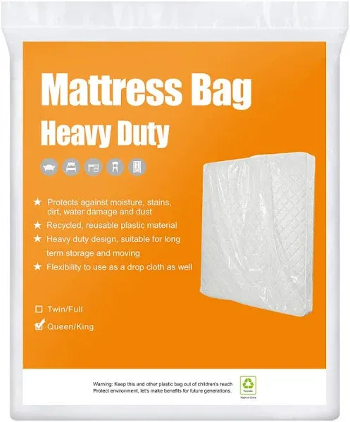 Bysure 2-Pack 5 Mil Transparent Mattress Bags