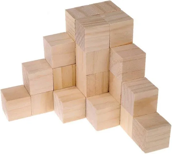 Supla 40pcs 1.5 inch - Natural Solid Wood Square Blocks Wood Cubes Wood Cube Blocks - for Puzzle Making, Crafts, and DIY Projects (40pcs)