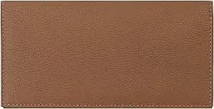 Light Brown Basic Genuine Leather Checkbook Cover For Men & Women