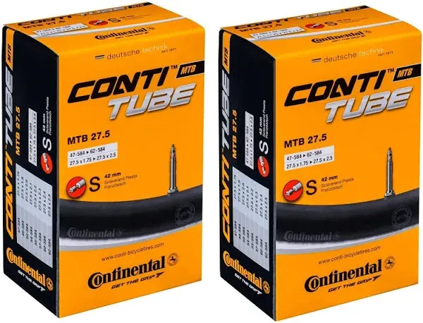 Continental MTB 27.5x1.75-2.5" / 47-584 -> 62-584 Inner Tubes - 42mm Presta Valve (Pack of 2 Tubes)