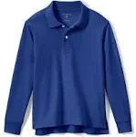 Lands' End School Uniform Kids Long Sleeve Interlock Polo Shirt - Large - Evergreen