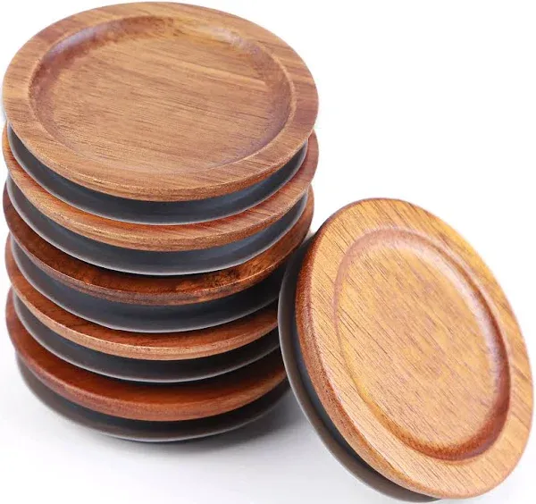 6Pack Regular Mouth Mason Jar Lids Acacia Wooden Storage Canning Jar Lids Bal...