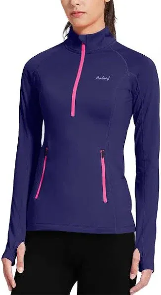 Baleaf Womens blue Thermal Fleece Half Zip Long Sleeve Running top size XS