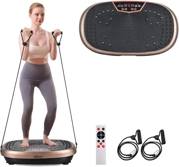 Eilison Fitpro Vibration Plate Exercise Machine Whole Body Workout Vibration Platform w/Loop Bands