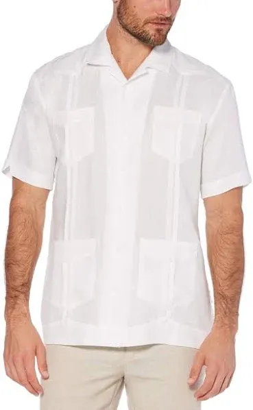 Cubavera Men&#039;s 100% Linen White Classic Guayabera Shirt Short Sleeves Size 2XL