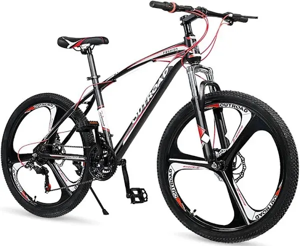 26 Inch Mountain Bike, Aluminum Frame, 21-Speed Dual Disc Brake Bicycle with Lock-Out Suspension Fork, Nomal Wheels Bicycles for Men and Women