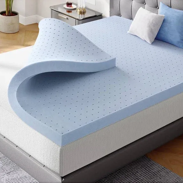 FP Flexpedic 2 Inch Gel Memory Foam Mattress Topper, Full Size Cooling Bed To...