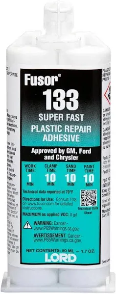 Lord Fusor 132 Plastic Repair Adhesive Super Fast, 7.1 oz.