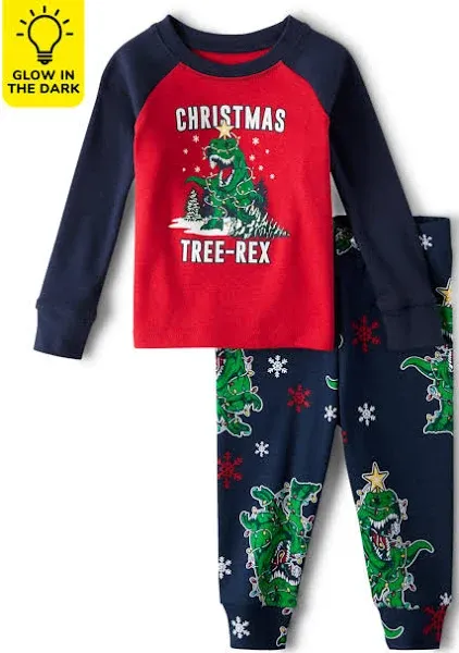 NWT The Children’s Place Unisex Baby Glow Christmas Tree-Rex Pajamas