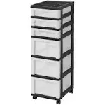 Iris 6 Drawer Storage Cart with Organizer Top Black