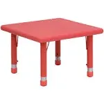 Emma + Oliver 24" Square Red Plastic Height Adjustable Activity Table