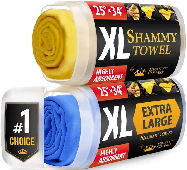 Premium XL Shammy Towel for Car - 34”x25” - Super Absorbent Chamois Towel for...