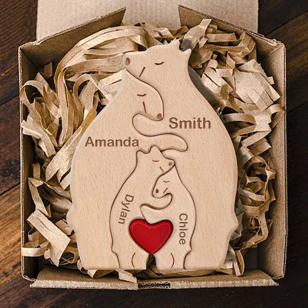 Personalized Wooden Bears Family Puzzle Gifts