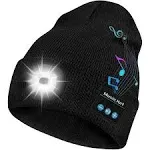 Bosttor Bluetooth Beanie Hat with Light, Headlamp Cap with Headphones and Built-in Speaker Mic, Gifts for Men Women Teen